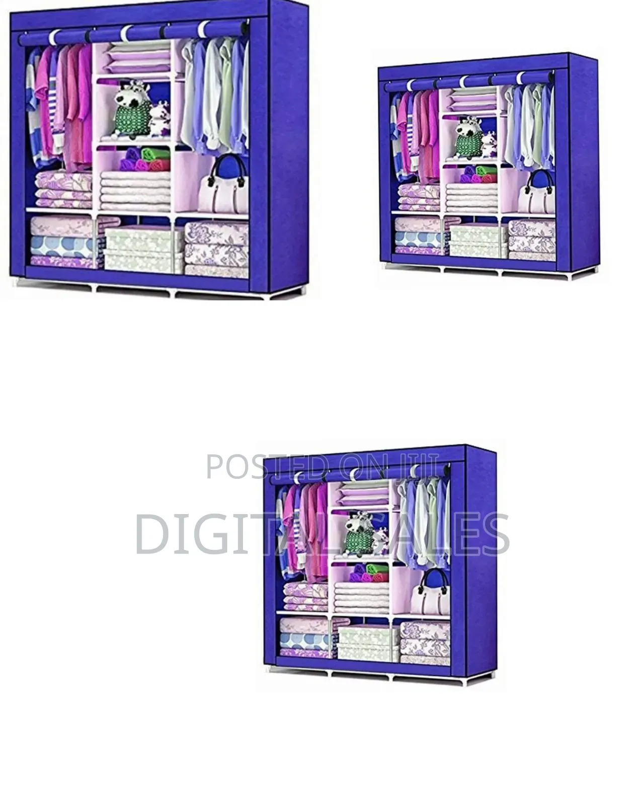 3 Column Cloth Frame Portable Wardrobe
