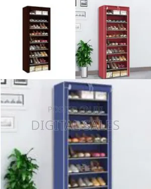 10 Tier 9 Grid Shoe Rack Detachable Dustproof Non-woven Standing