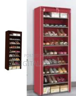 10 Tier 9 Grid Shoe Rack Detachable Dustproof Non-woven Standing