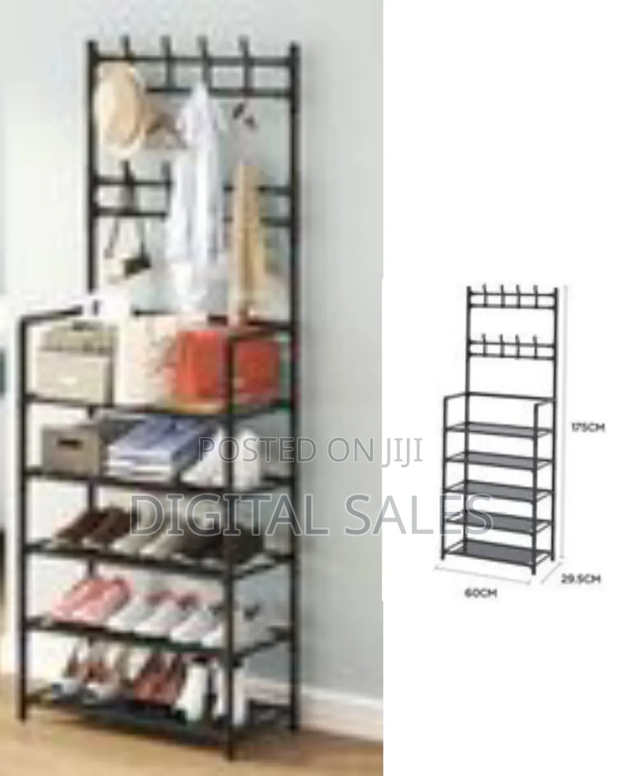 Multi-functional Hat Coat Stand With 5 Tier Shoe Rack Storage Clothes