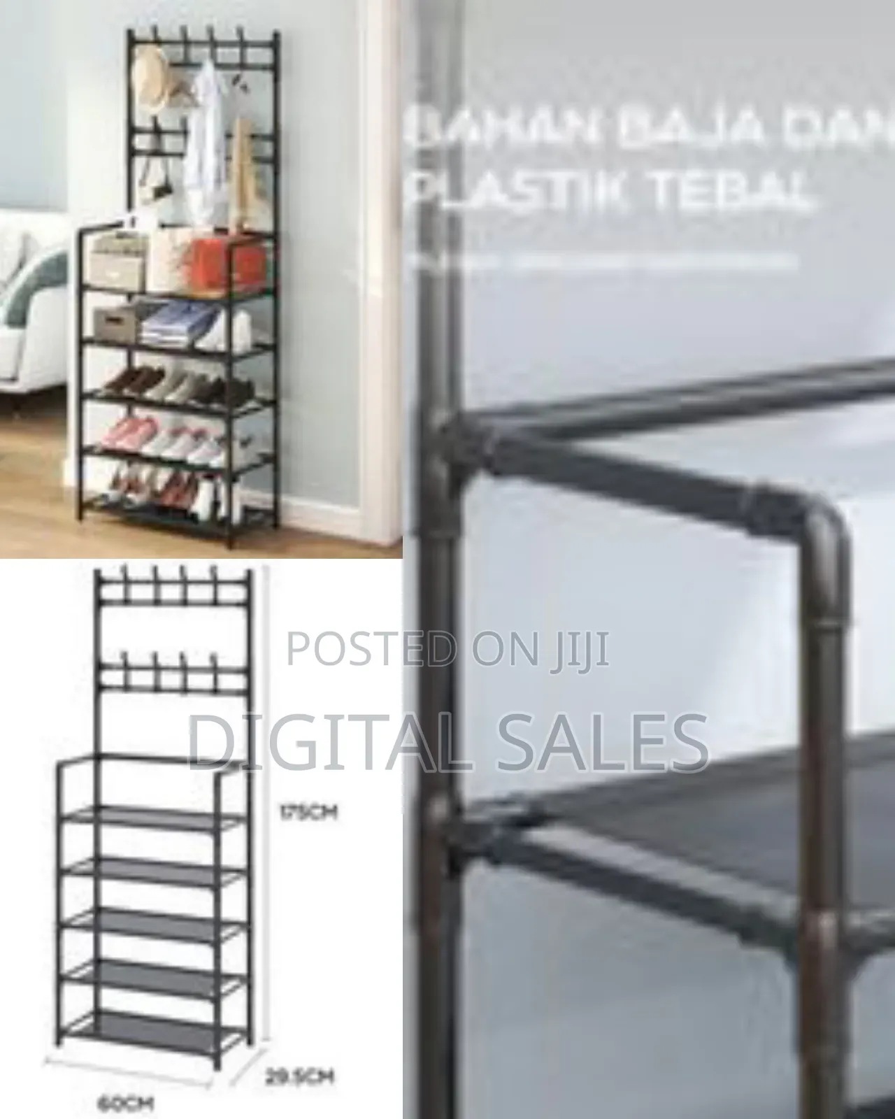 Multi-functional Hat Coat Stand With 5 Tier Shoe Rack Storage Clothes
