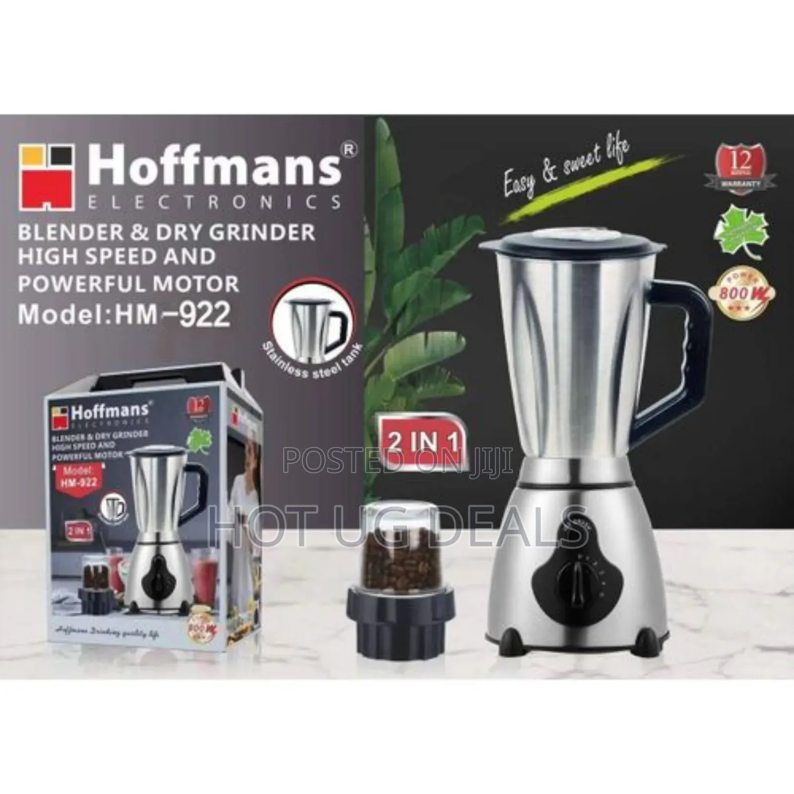 Hoffmans 2-in-1 Blender Dry Grinder High-Speed Blender
