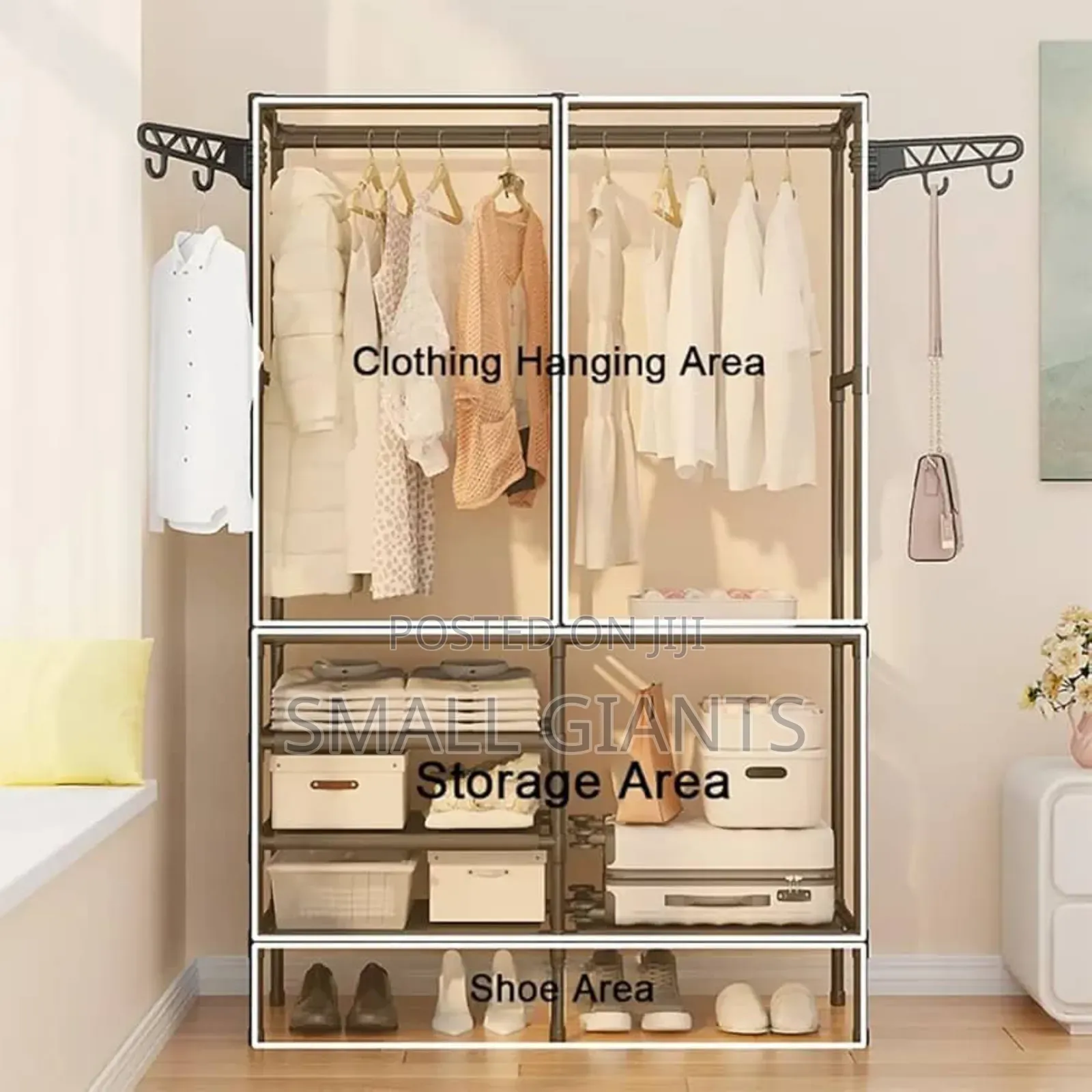 Multifunctional Floor Coat Stand With 4 Shelves
