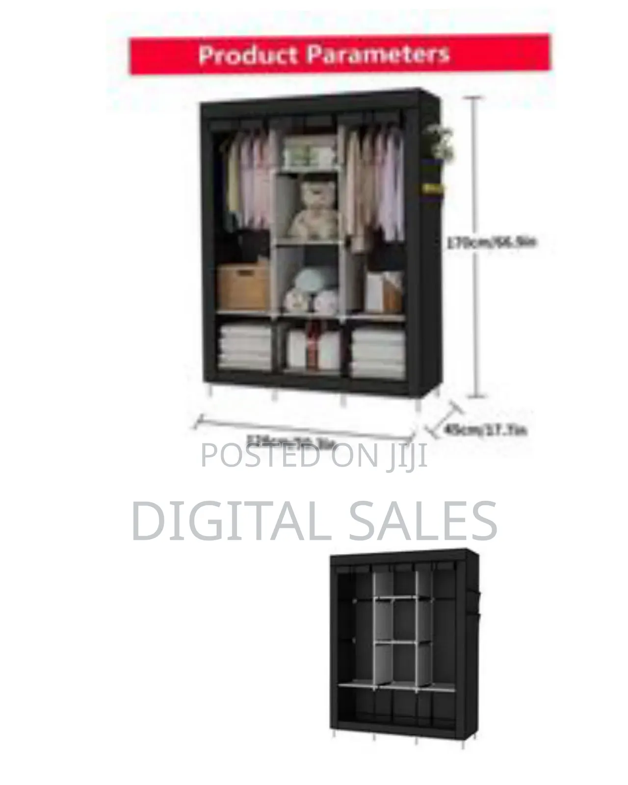 3 Column Cloth Frame Portable Wardrobe Storage