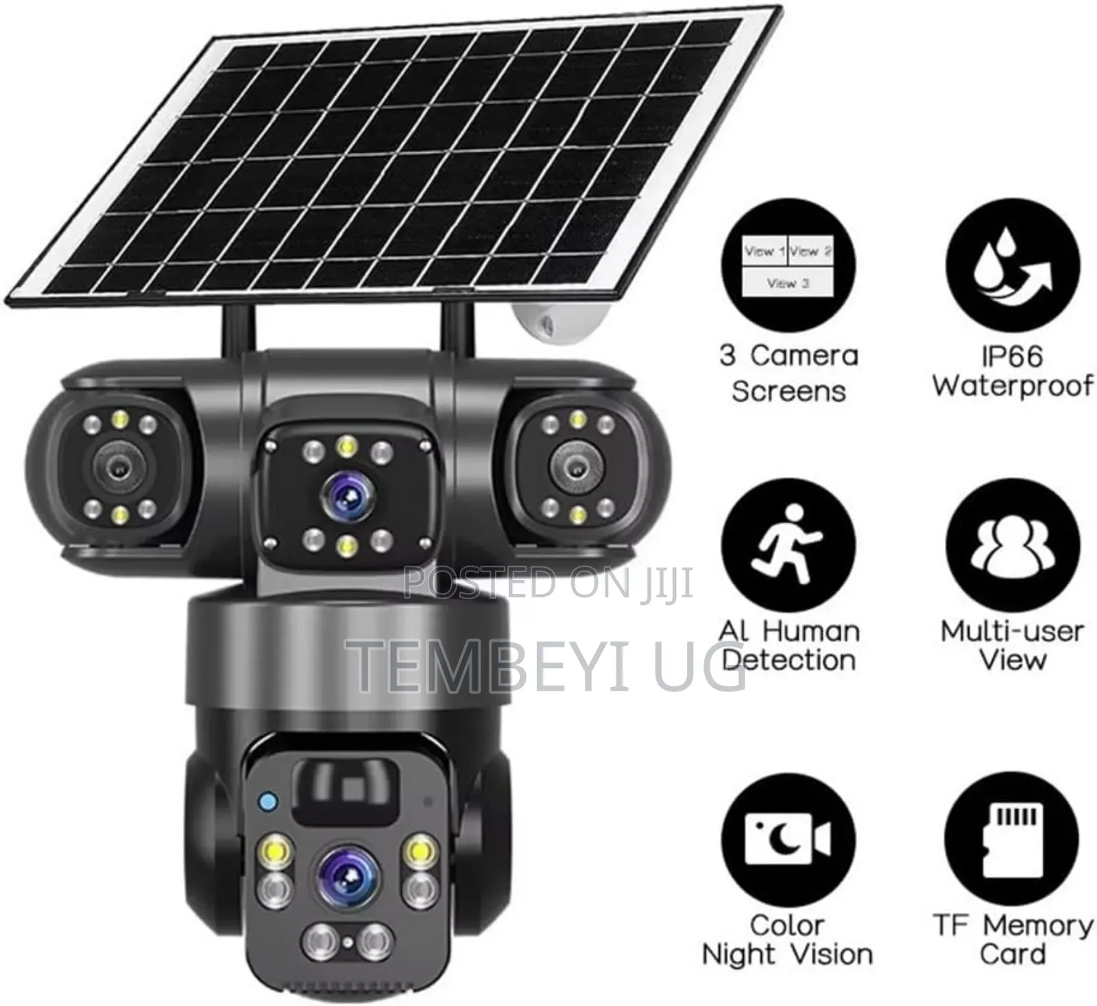 Solar Powered Security Camera With Multiple Lenses
