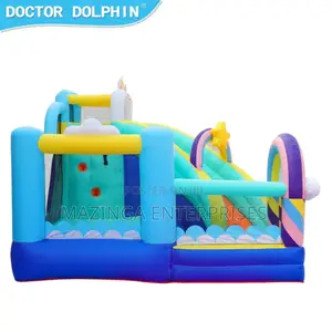 2.4mx3.2mx3m Doctor Dolphin Unicorn Outdoor Bouncing Castles For Sale