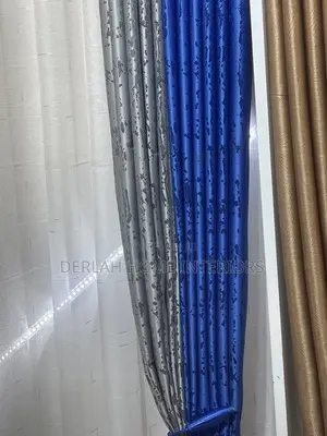 Royal Blue and Grey Curtain Blend