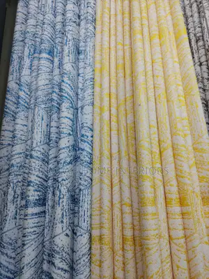 Hexagon Blue and Yellow Curtain Per Ready Meter