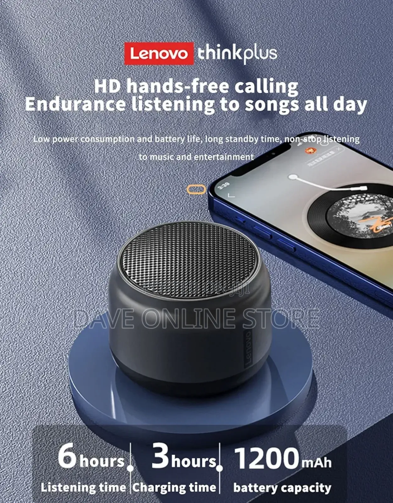 Lenovo Thinkplus Portable Bluetooth Speaker,Grey