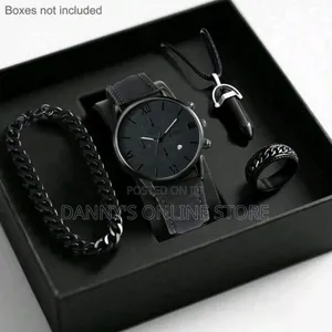 4pcs Men's and Women's Quartz Watch Set, Pu Strap, Round Dial, Electr