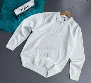 White/Black Quarter-Zip Polo Shirt.