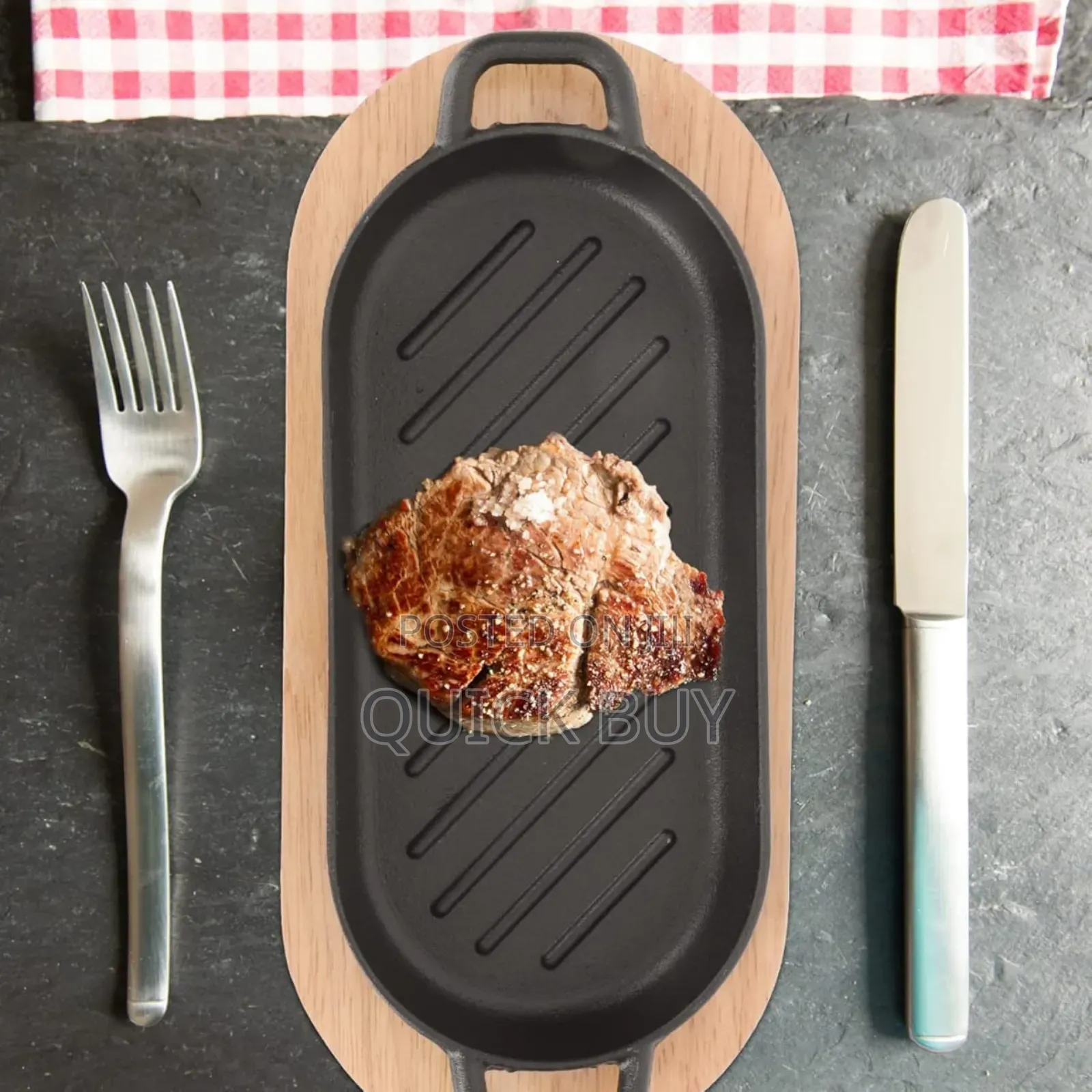 Cast Iron Grizzler Pan With Wooden Base