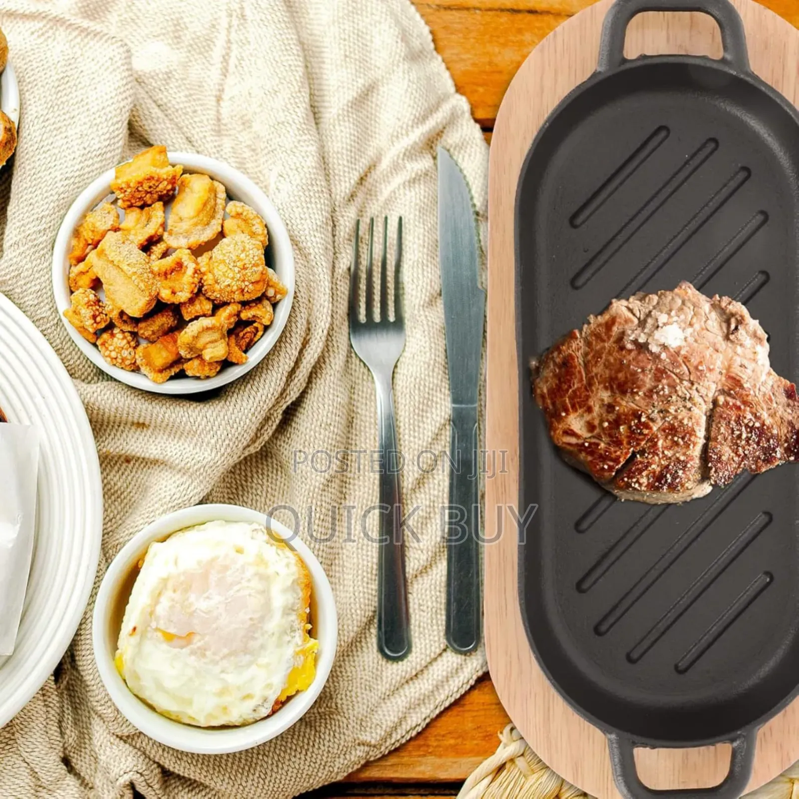 Cast Iron Grizzler Pan With Wooden Base
