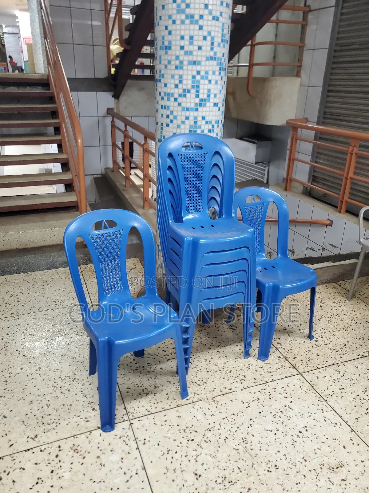Banquet Armless Blue Plastic Chairs