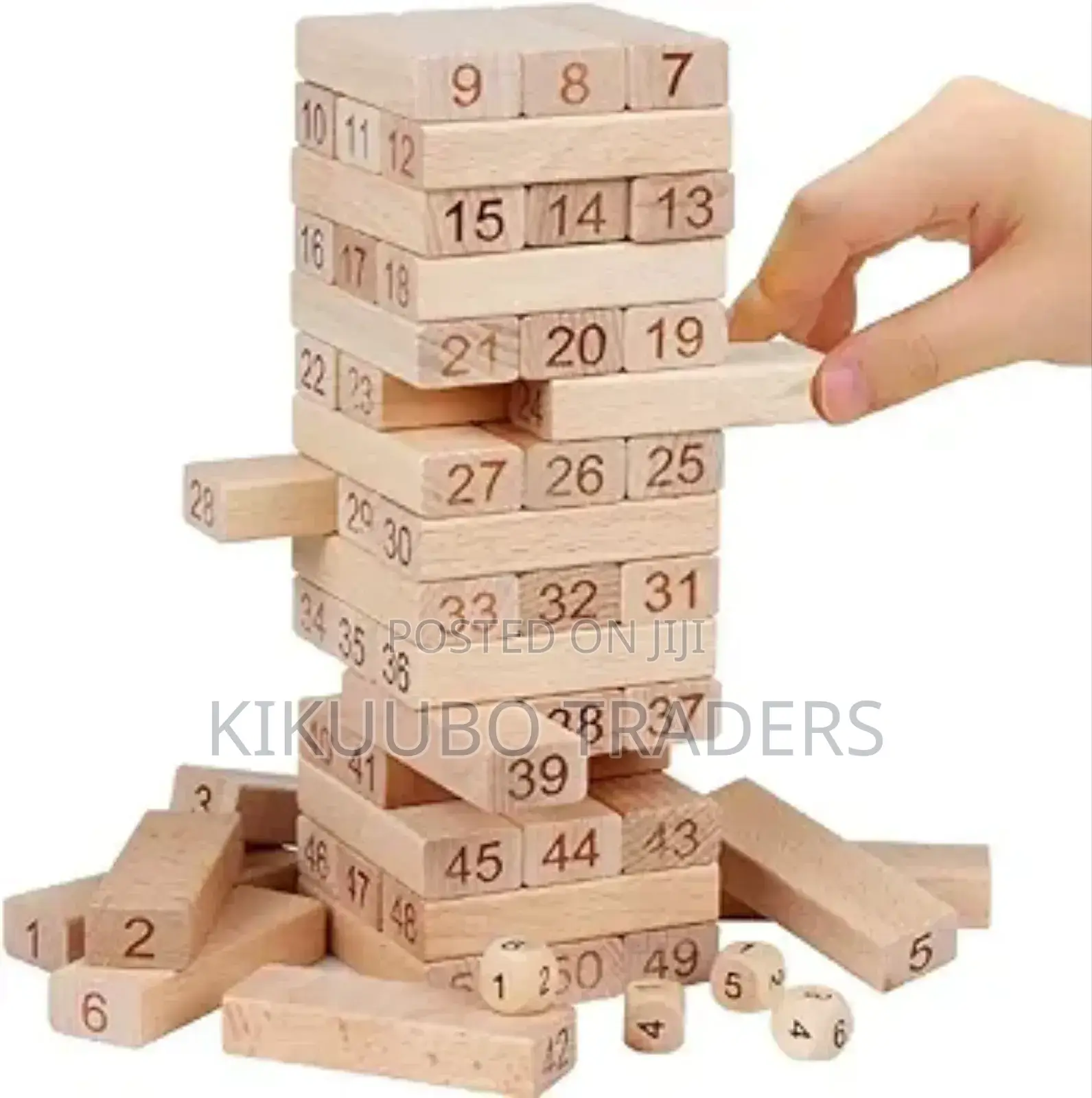 54 PCS Wooden Blocks 4 Dices Zenga Numbered Building Bricks