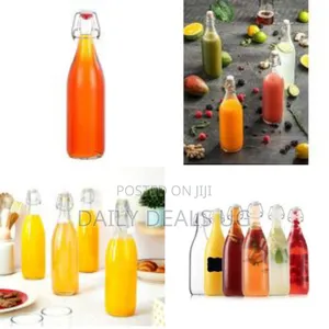 Homeprism Stylish Transparent Glass Bottle With Swing Top Cap