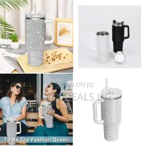 40 Oz Bling Tumbler With Handle Rhinestones Tumbler With Lid and Straw