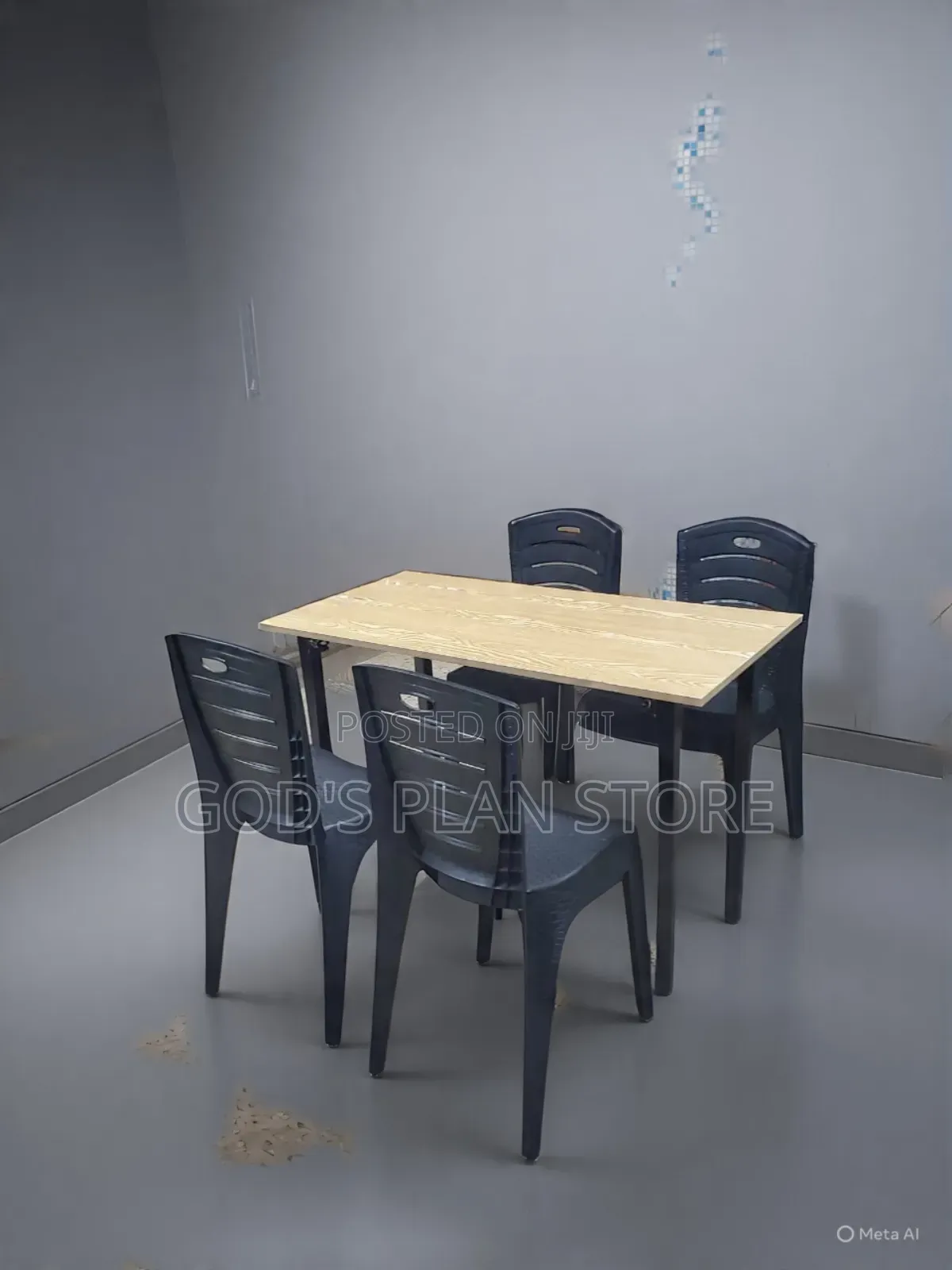 Hostel Dining Table and Plastic Chairs Set