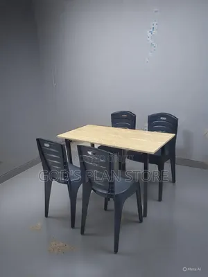 Hostel Dining Table and Plastic Chairs Set