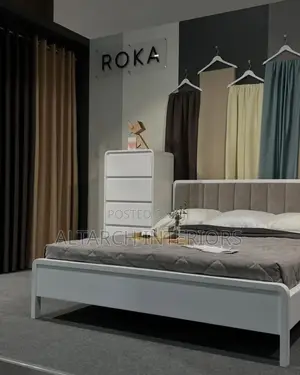 Modern Classic 5x6 White Bed in a Unique Design With Bedside Drawer