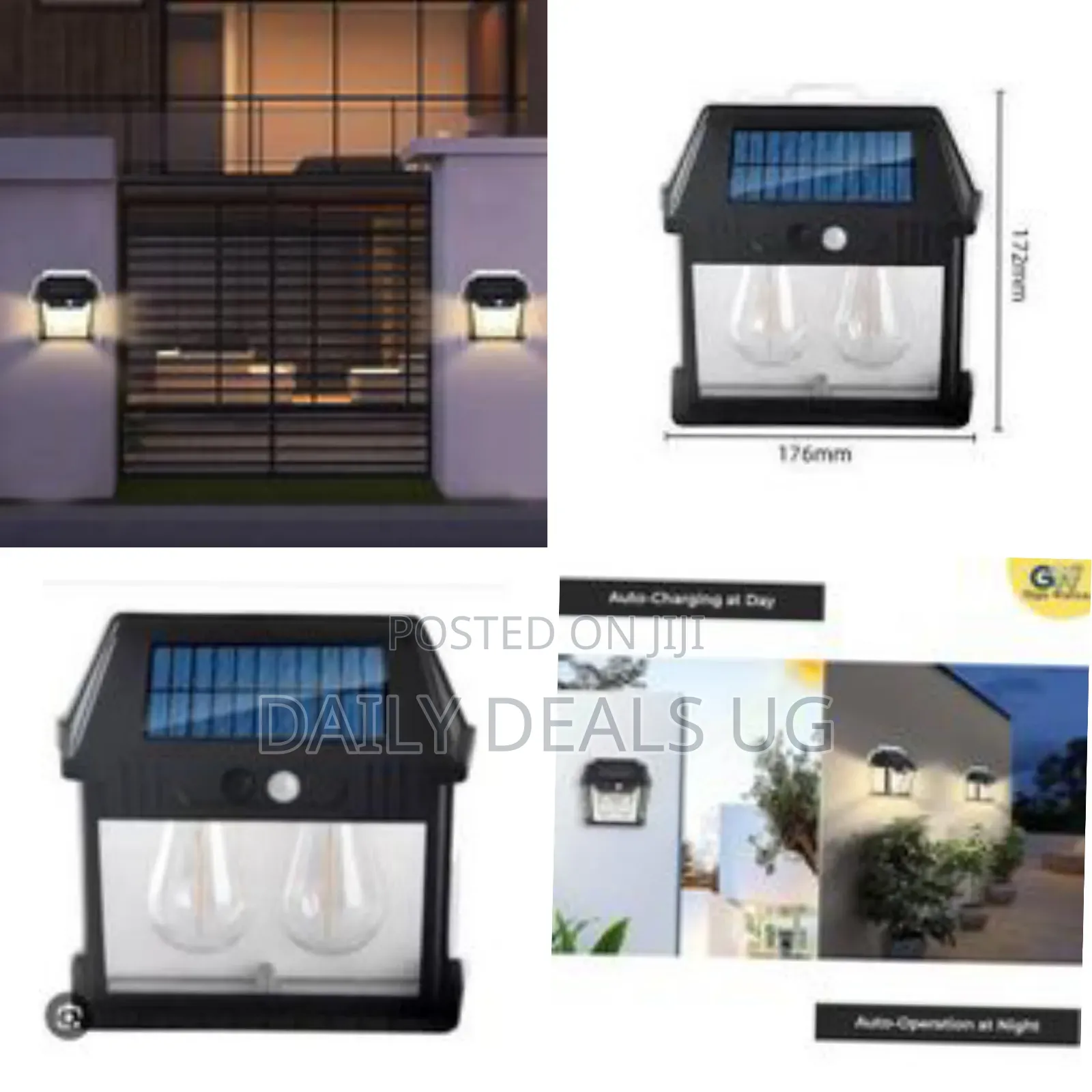 Solar Powered Tungsten Wall Lamp With Motion Sensor, 3 Lighting Mode