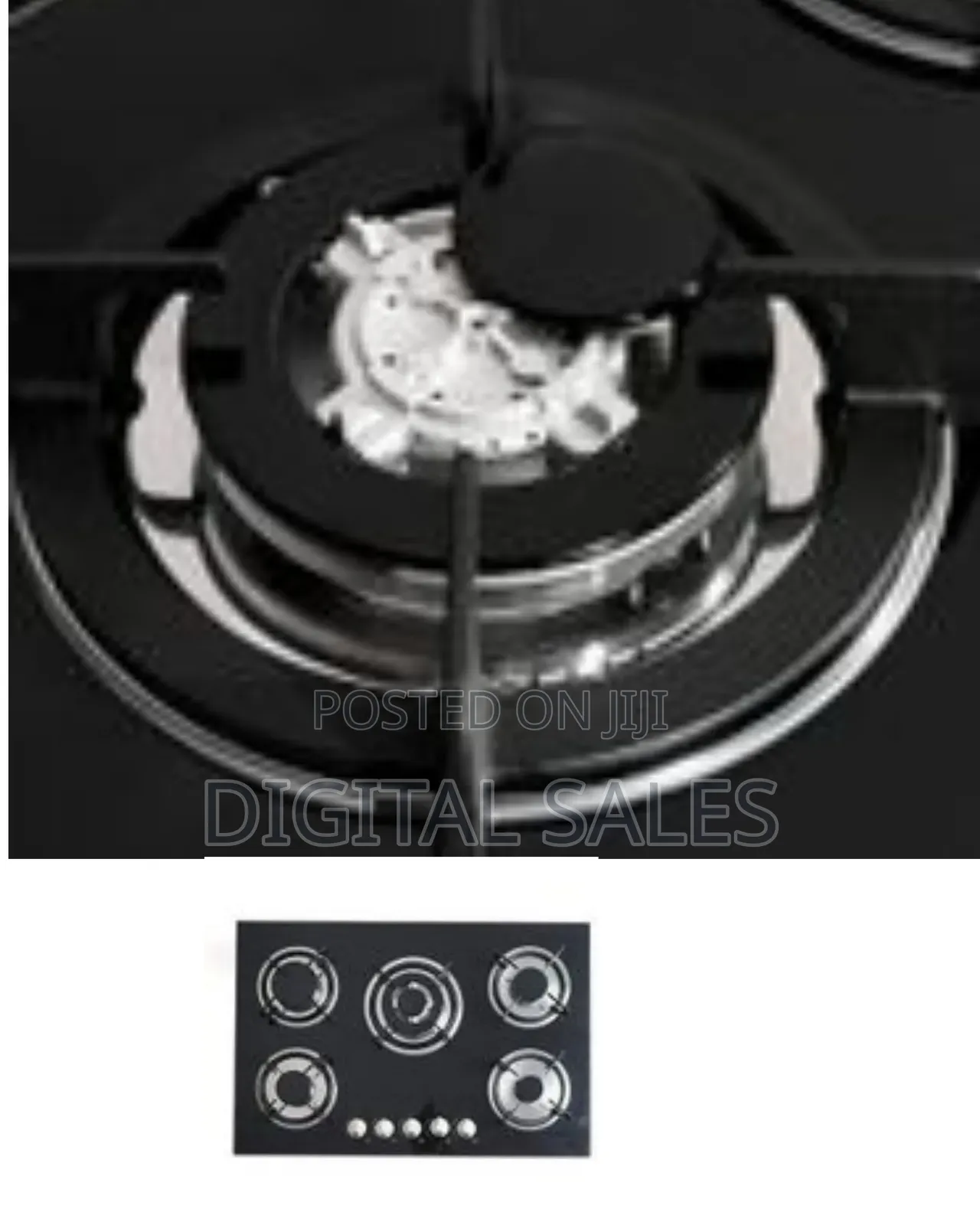 Digiwave 30'' Black Gas Stove Tempered Glass Panel Built-In