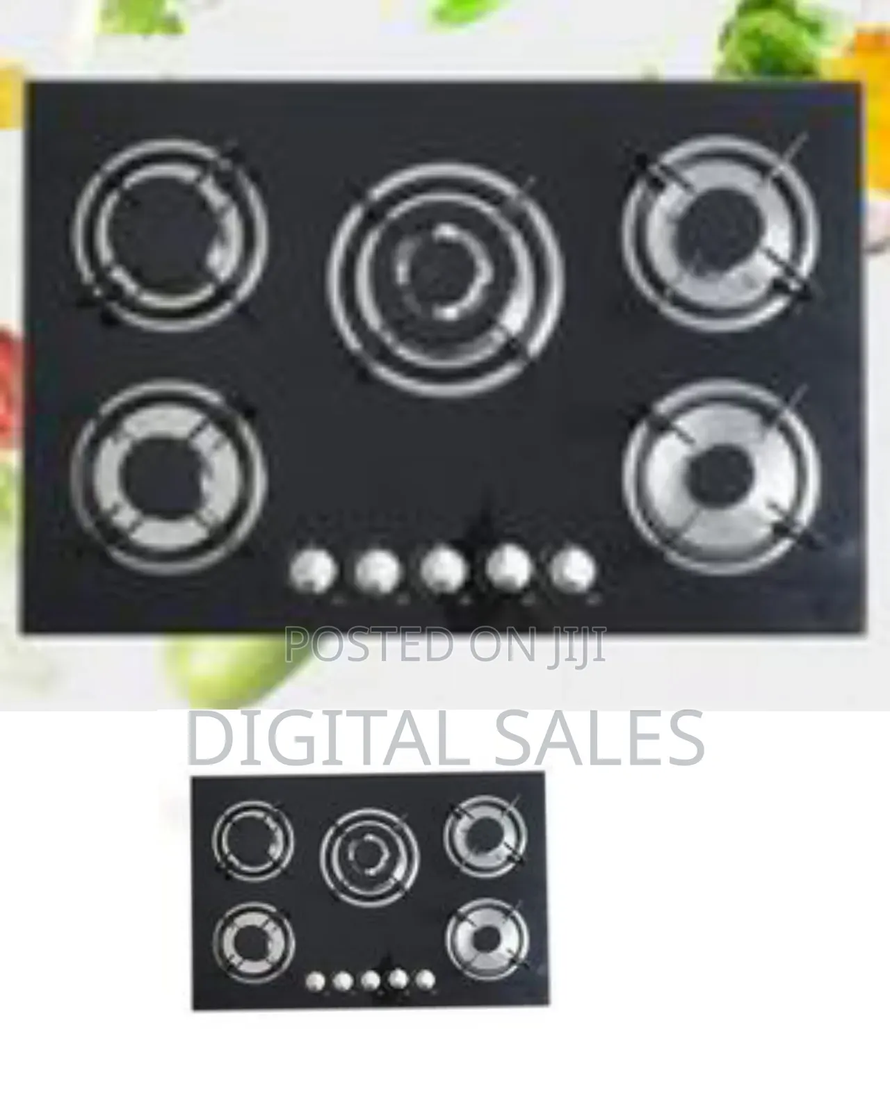 Digiwave 30'' Black Gas Stove Tempered Glass Panel Built-In