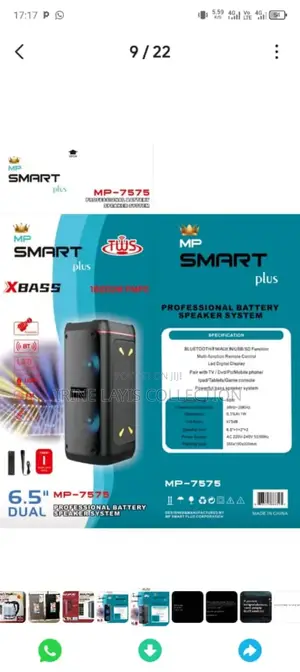 Smart Plus Mp-7575 Professional Battery Speaker System.