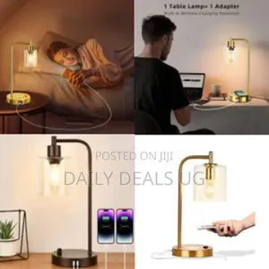 3-Way Dimmable Industrial Table Lamp With 2 Usb Ports and Outlet