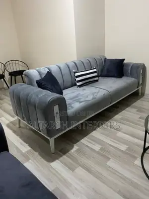 Simple 2 Seater in Gray and White Legs With Soft Seats