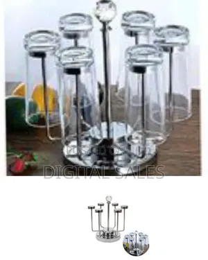 Rotating Stainless Steel 6 Glasses,Cups Holder Rack Stand
