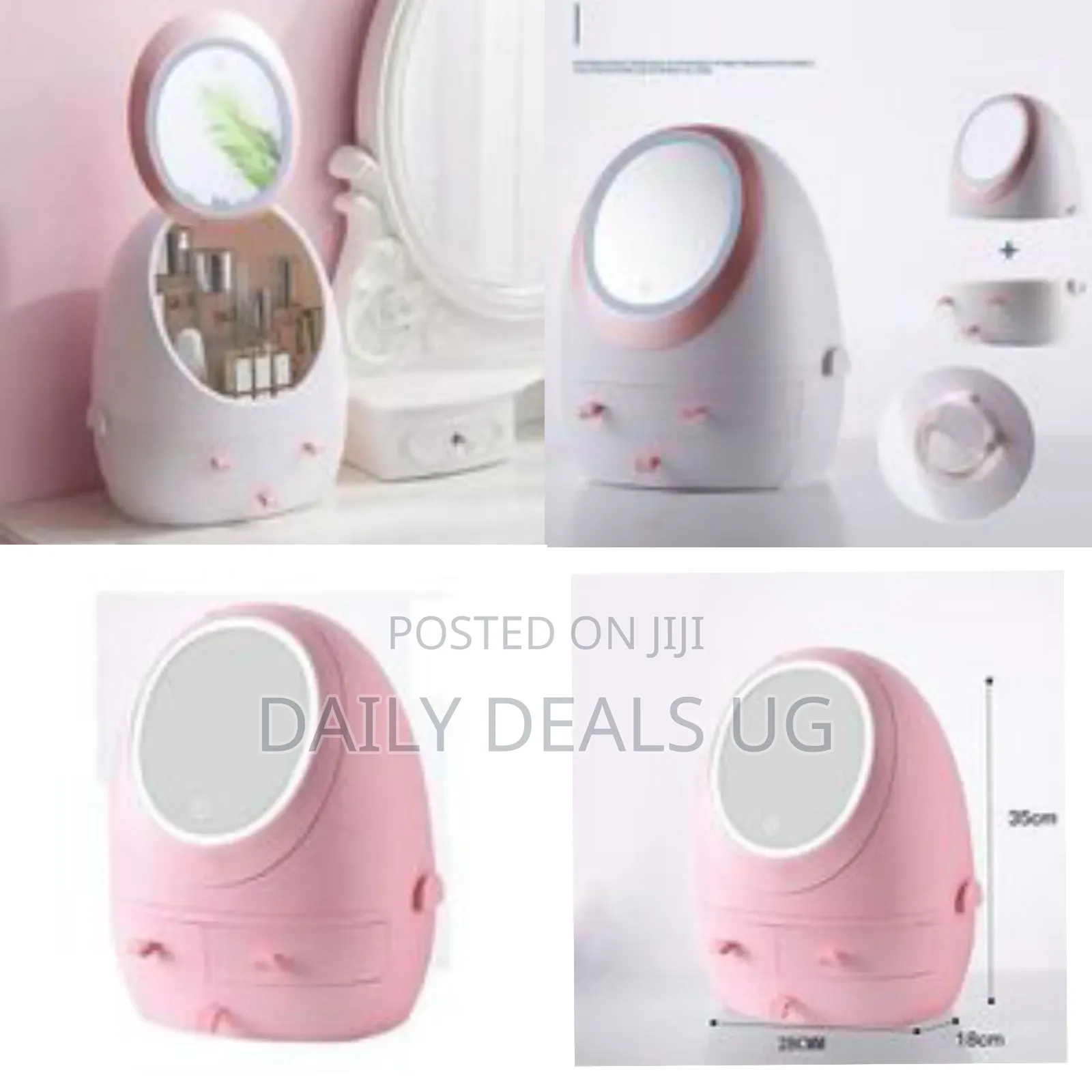 Egg Shape Makeup Organizer, 3 Drawers Cosmetic Storage Box With Led