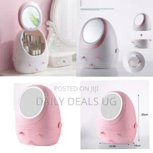 Egg Shape Makeup Organizer, 3 Drawers Cosmetic Storage Box With Led