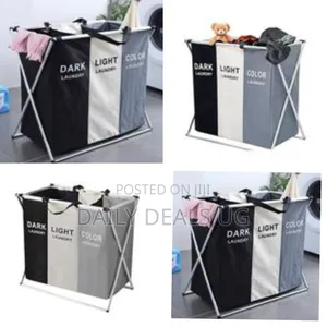 3-Section Laundry Basket Bin Organizer- 137l- Multi-Colour