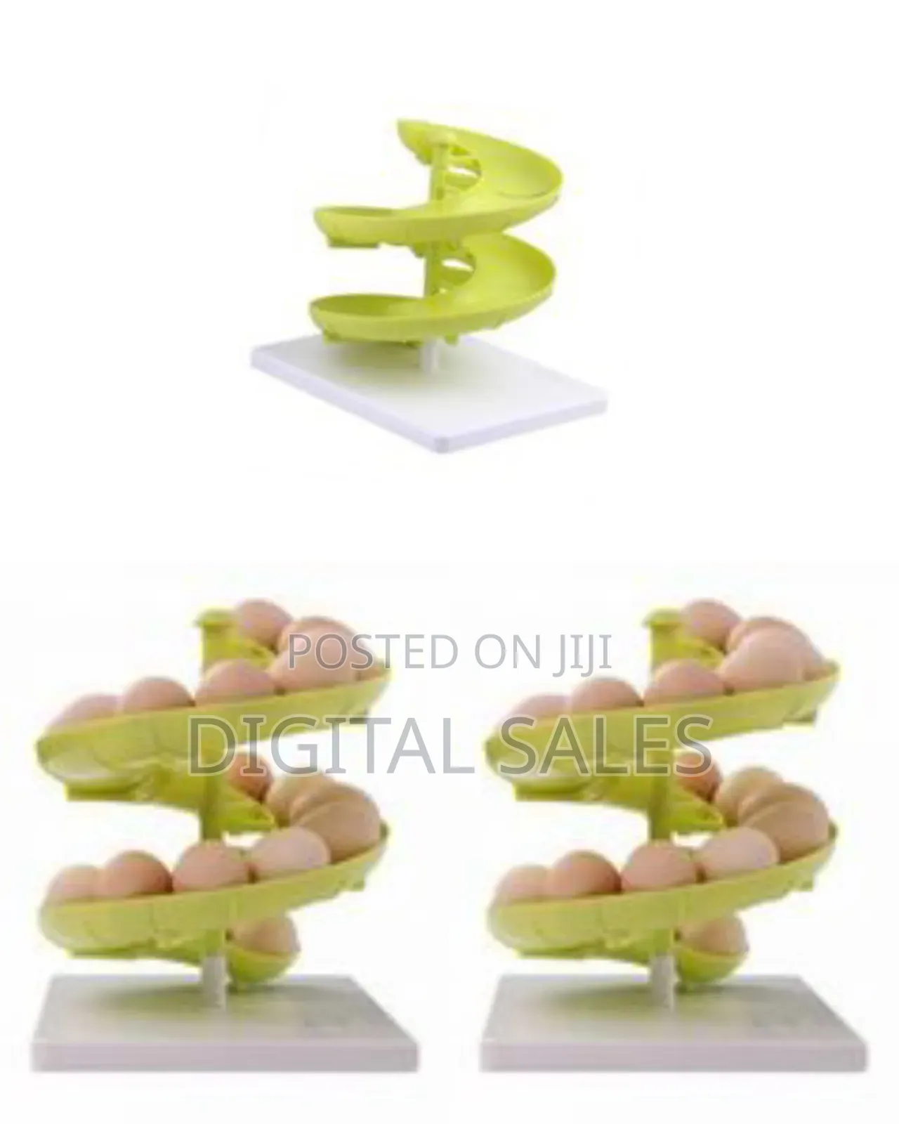 Spiral Egg Tray Storage Organizer-Lemon Green