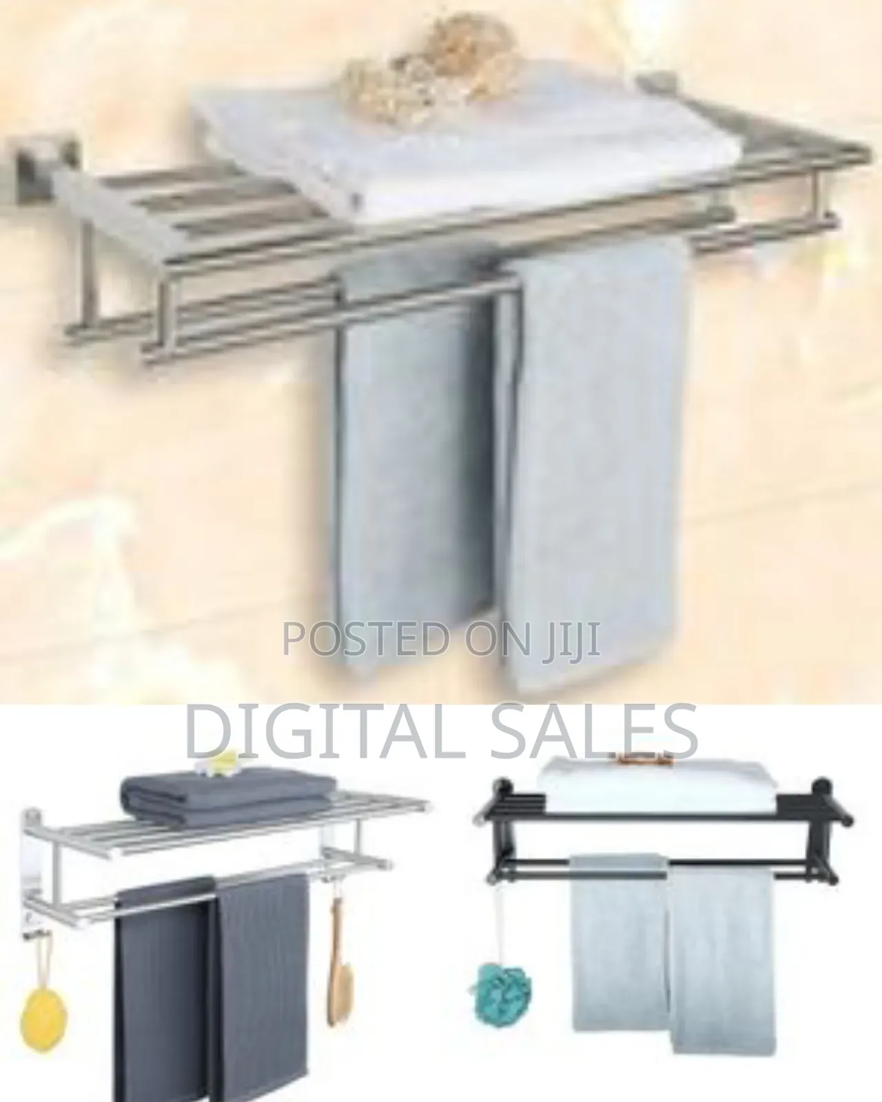 Wall Mounted Double Towel Rack, Bathroom Towel Holder