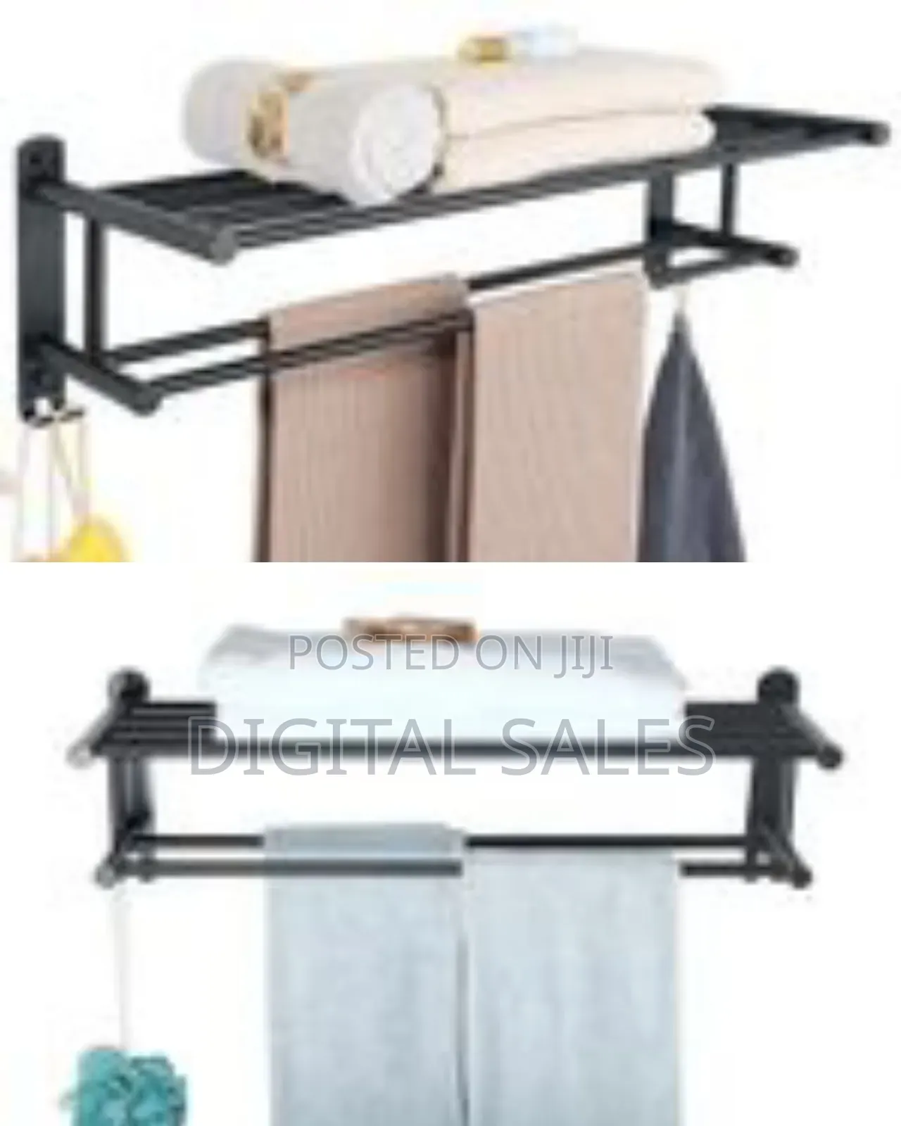 Wall Mounted Double Towel Rack, Bathroom Towel Holder