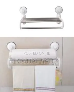 Kitchen and Bathroom Towel Rack With Magic Suction Cup and 5 Crossbars