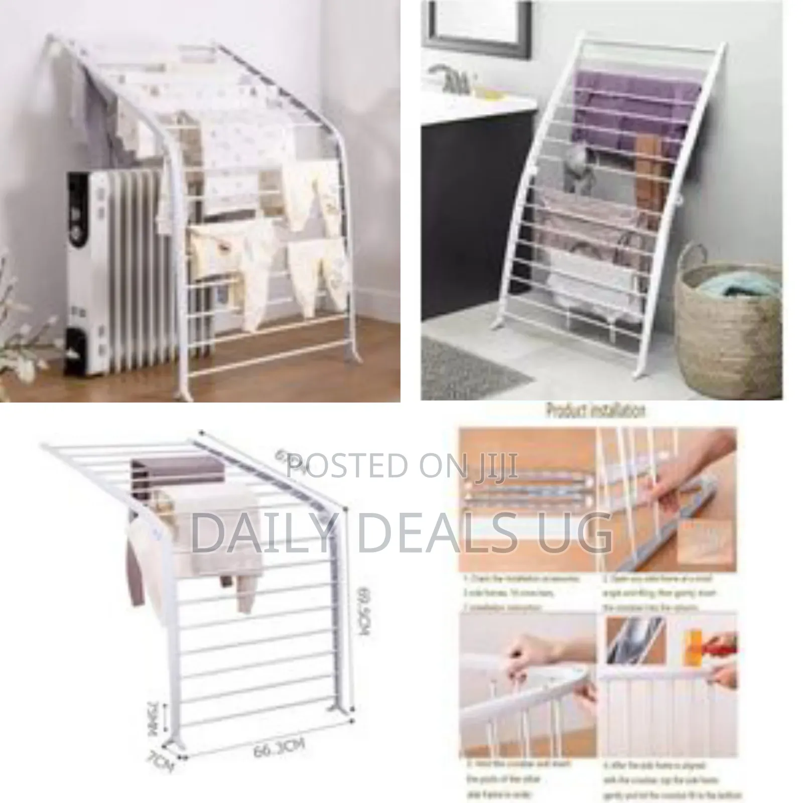 2 in 1, 16 Rail Clothes Airer Clothes Drying Rack Wall Lean or Two