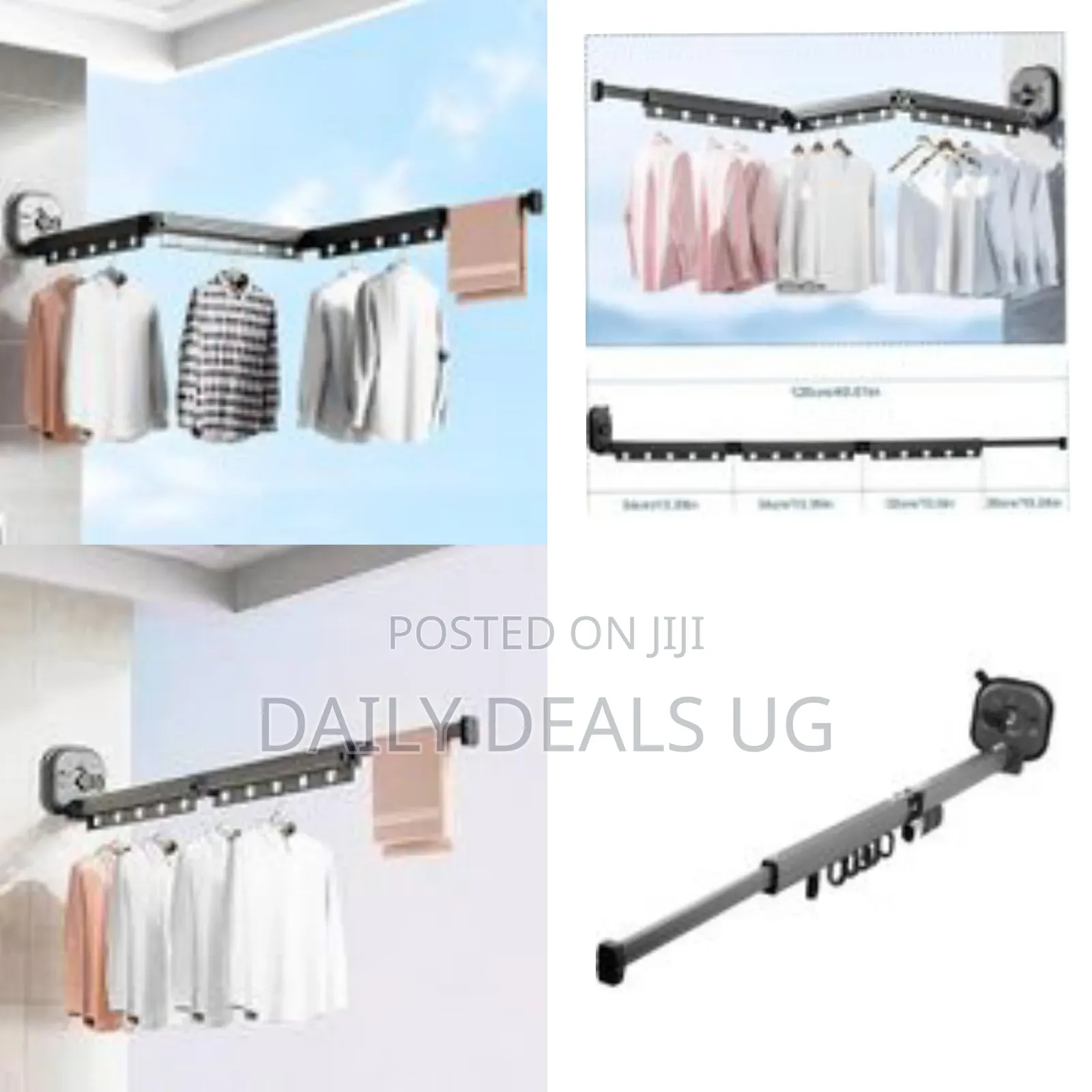 Folding 3-Fold Retractable Clothes Drying Rack With Suction Cup
