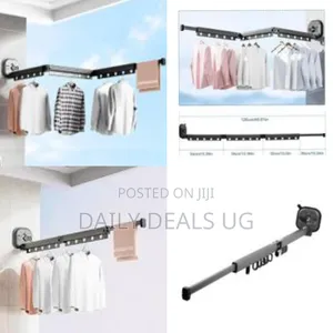 Folding 3-Fold Retractable Clothes Drying Rack With Suction Cup