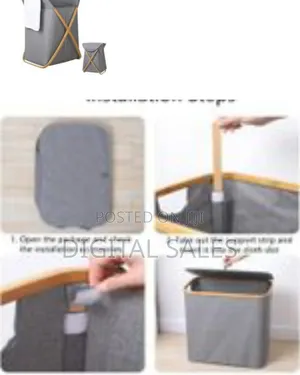 Laundry Hamper With Lid ,Small Bamboo Laundry Basket With Lid, Foldabl
