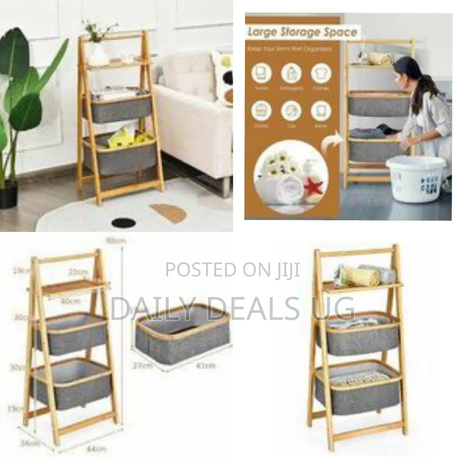 Double Layer Bamboo Laundry Hamper,Clothes Storage Basket, Collapsible