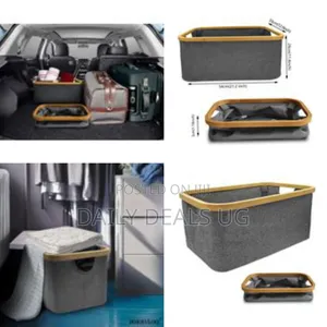 Collapsible Laundry Washing Baskets Grey Bamboo Cloth Fabric 5l Large