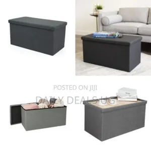 76 X 38 X 38 Cm Faux Linen Finish Collapsible Storage Foot Stool