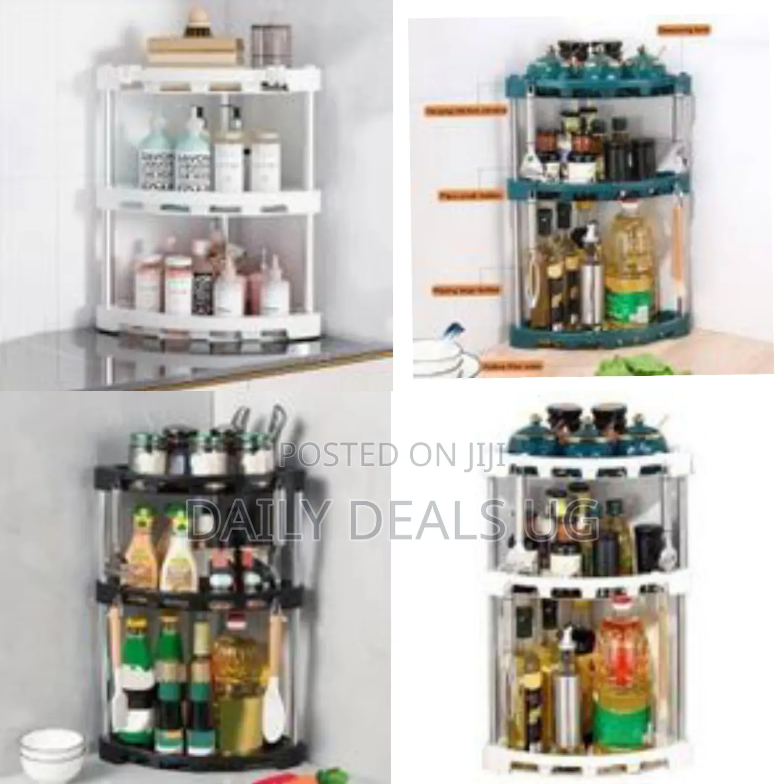 Triangular Triple Layer Kitchen Corner Organizer Shelf Plastic