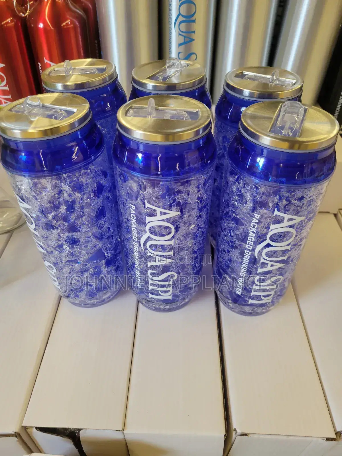 Aqua Sipi Blue Double-wall Water Bottle With Straw Lid
