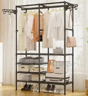 Multifunctional Floor Coat Stand With 4 Shelves
