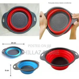 Round Silicone Plastic Folding Rice Strainer.