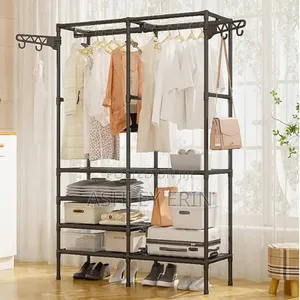 Multifunctional Floor Coat Stand With 4 Shelves